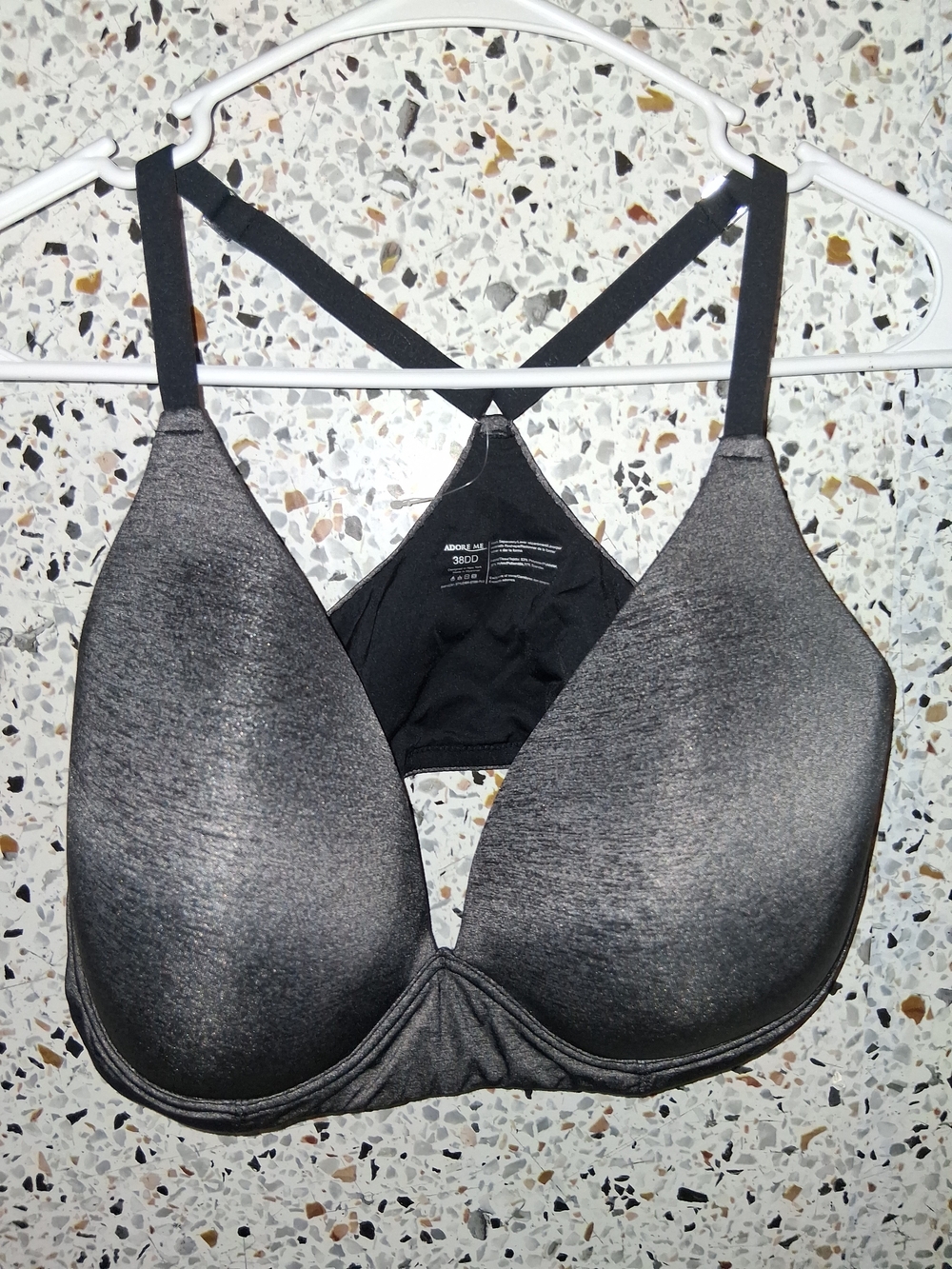 Women's Adore Me Sports Bra Size 38DD Gray And Black Padded Wireless